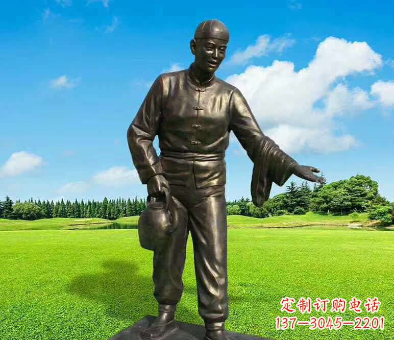 许昌铜雕店小二人物雕塑1
