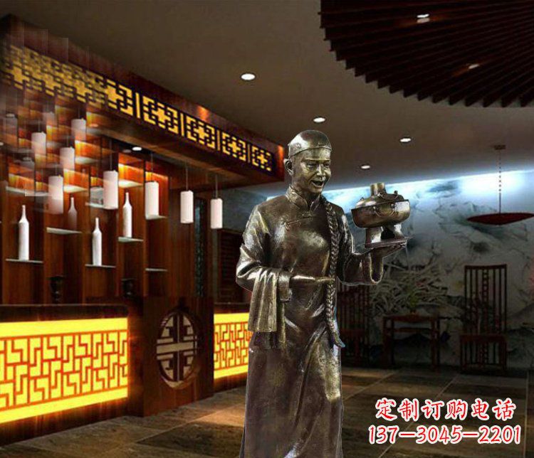 许昌铜雕店小二小品人物雕塑