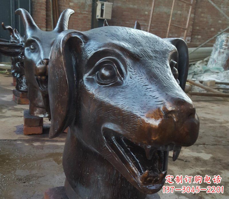 许昌铜雕广场生肖动物头像装饰摆件