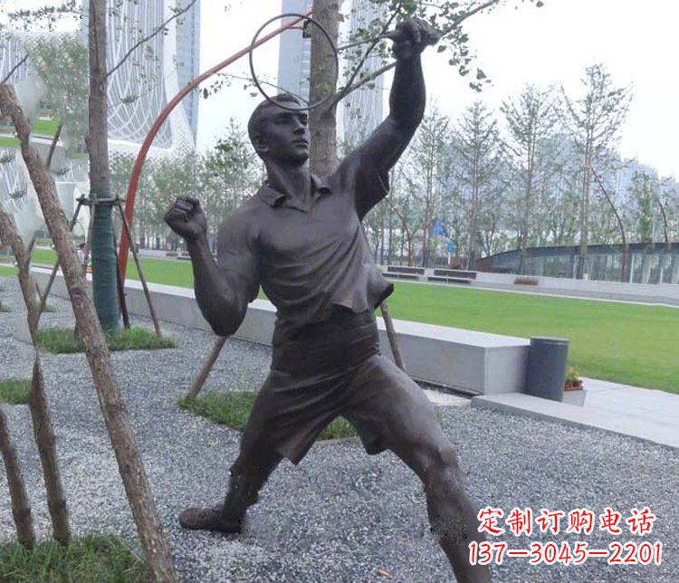 许昌铜雕户外公园打羽毛球运动人物摆件