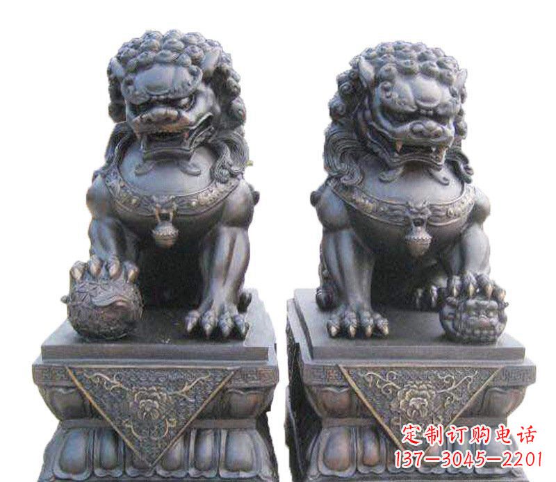 许昌铜雕酒店镇宅招财狮子摆件 (2)
