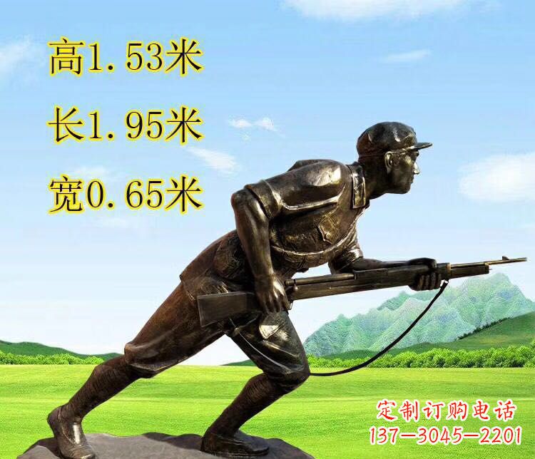 许昌铜雕拿枪战士雕塑