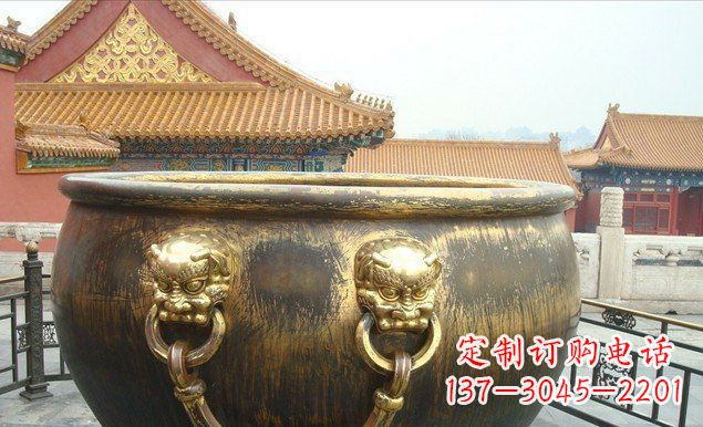 许昌铜雕水缸寺庙景观雕塑 (2)