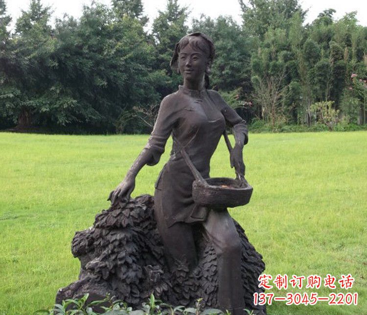 许昌铜雕园林采茶女孩人物雕塑