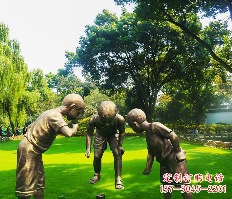 许昌铜雕园林玩陀螺儿童雕塑