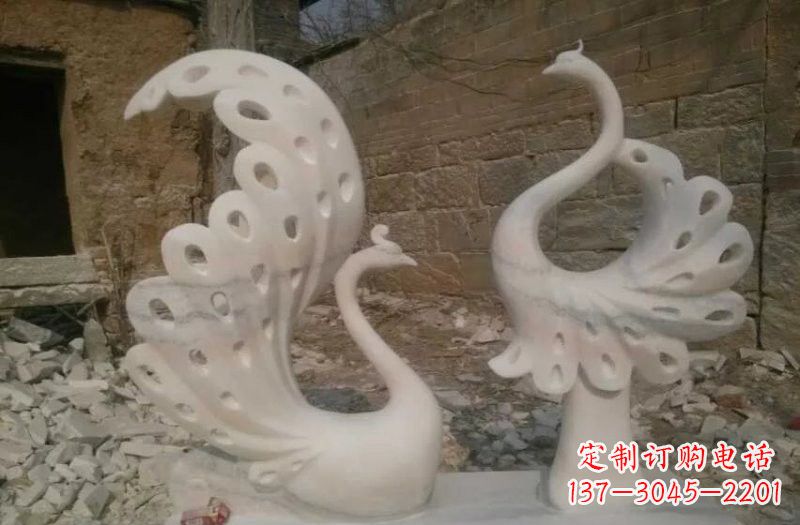 许昌晚霞红抽象石雕孔雀