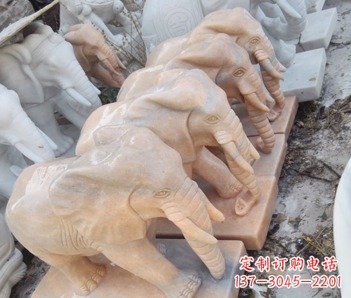 许昌晚霞红大象门口石雕