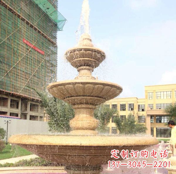 许昌晚霞红大型多层喷泉石雕