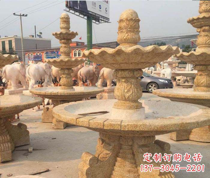 许昌晚霞红多层大型石雕喷泉