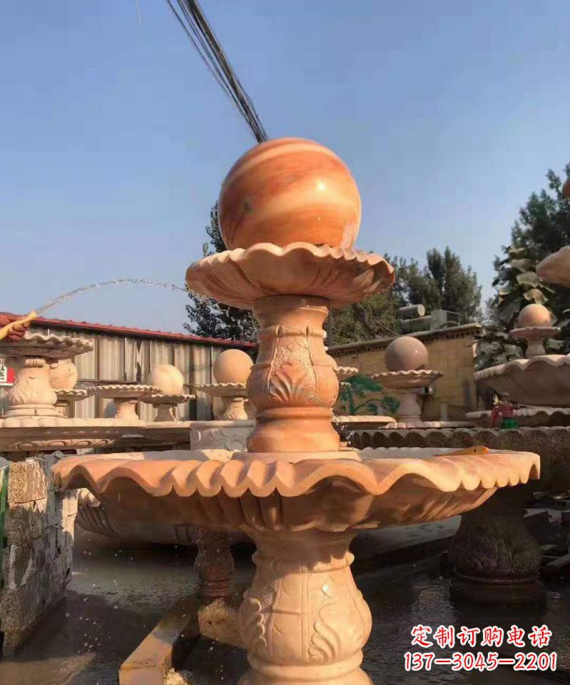 许昌晚霞红风水球雕塑别墅庭院景观雕塑