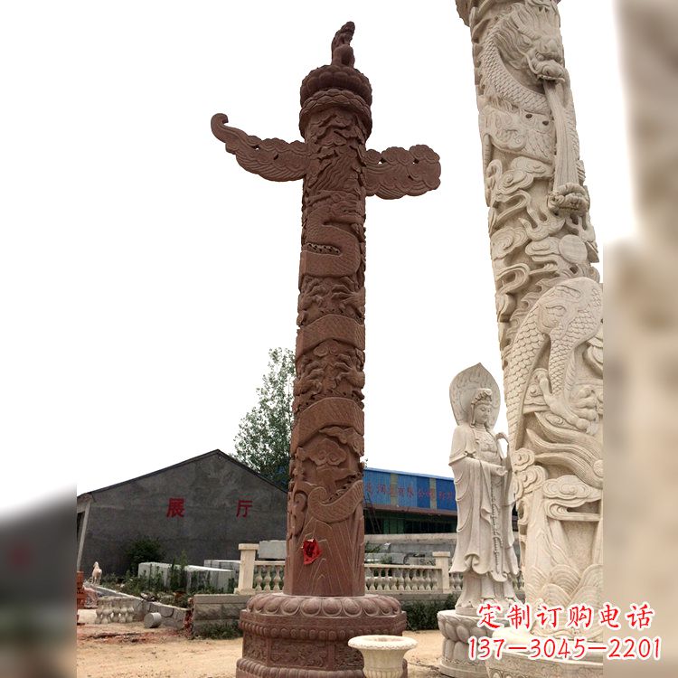 许昌晚霞红华表石柱