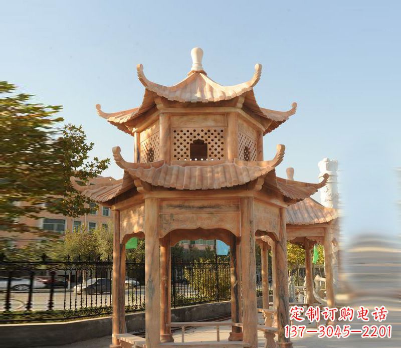 许昌晚霞红景区休息凉亭