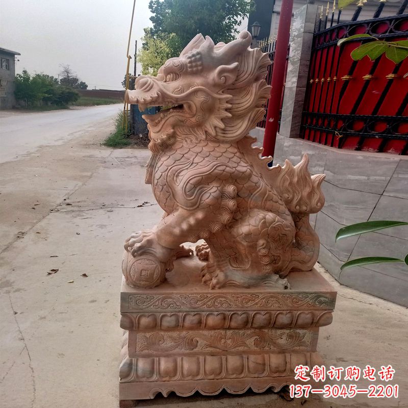 许昌晚霞红麒麟石雕