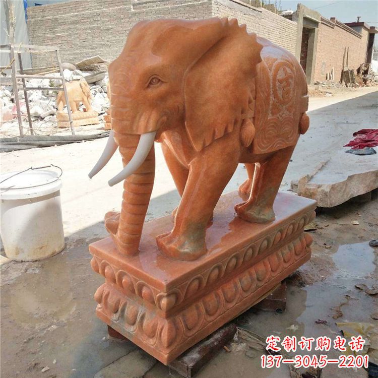 许昌晚霞红石雕大象