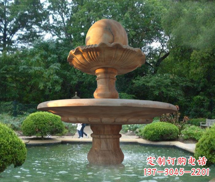 许昌晚霞红双层风水球喷泉公园石雕
