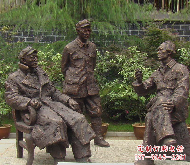 许昌伟人毛泽东刘伯承铜雕 