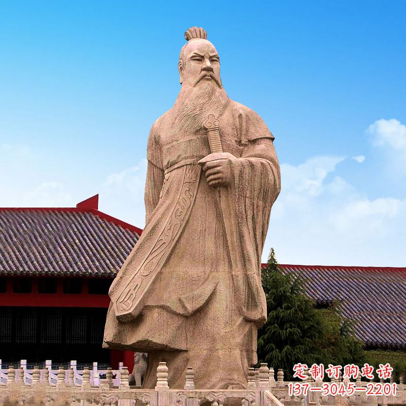 许昌魏武帝曹操砂岩石雕塑像