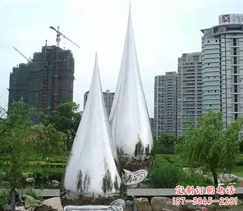 许昌小区不锈钢水滴雕塑