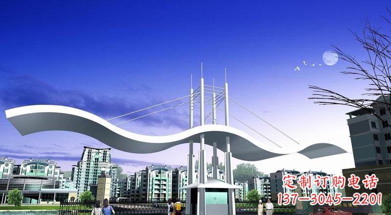 许昌小区不锈钢门牌坊景观雕塑