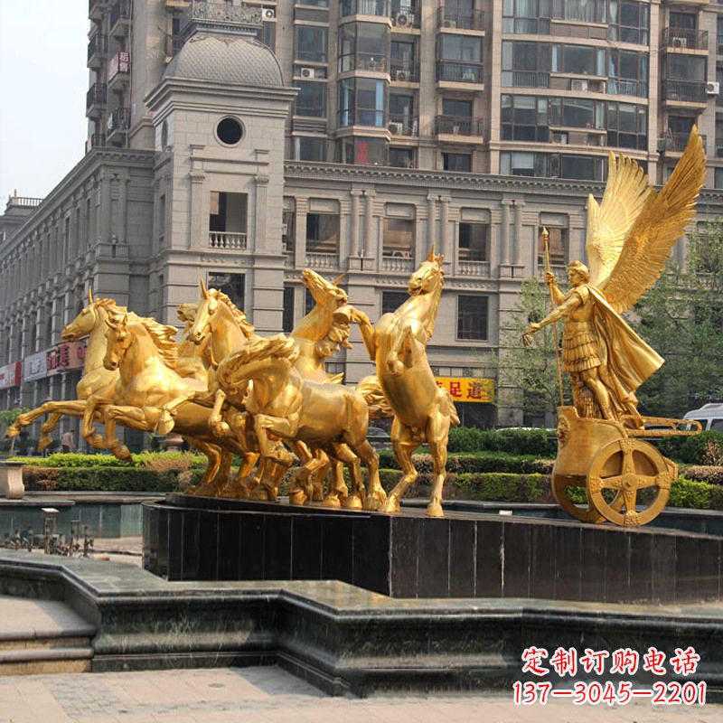 许昌小区大门阿波罗战车鎏金景观铜雕