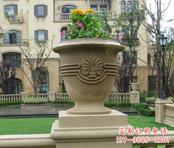 许昌小区景观大理石花盆石雕 (5)