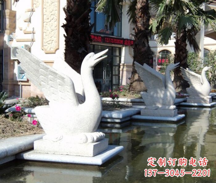许昌小区景观大理石天鹅喷泉石雕