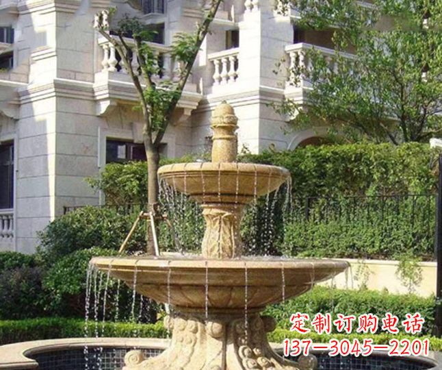 许昌小区景观晚霞红多层喷泉石雕 (4)