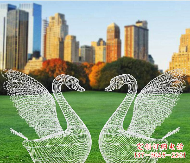许昌小区天鹅镂空不锈钢雕塑