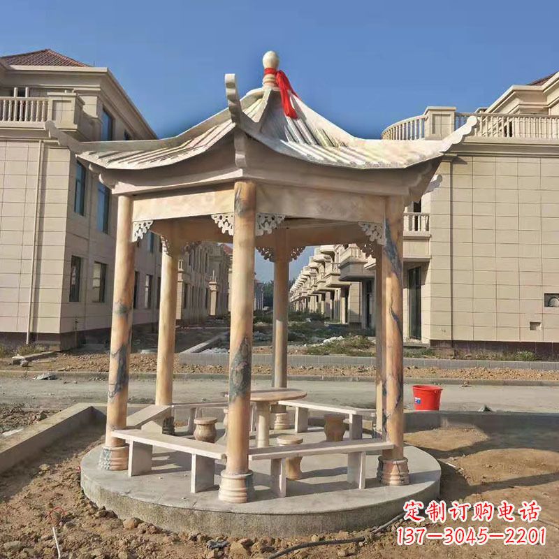 许昌小区庭院石雕凉亭