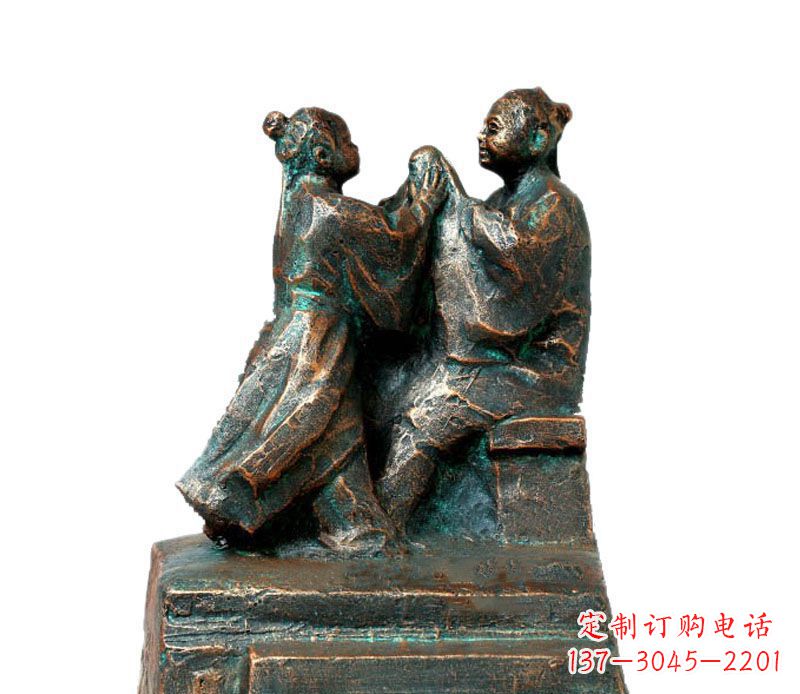 许昌校园古代孔融让梨人物铜雕