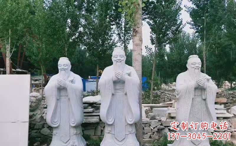 许昌校园古代名人伟人孔子石雕