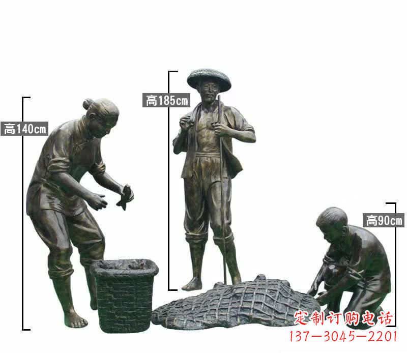 许昌渔夫捕鱼民俗铜雕
