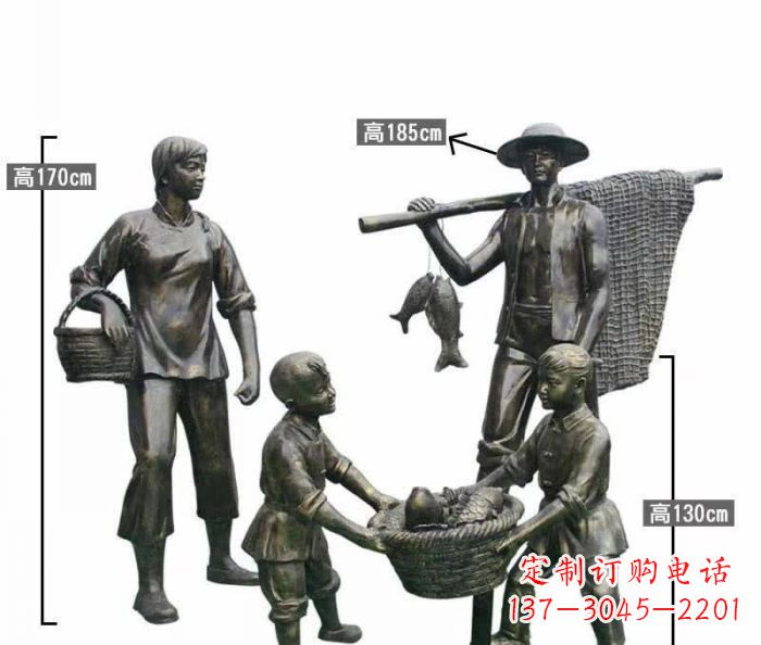 许昌渔夫捕鱼民俗铜雕 (3)