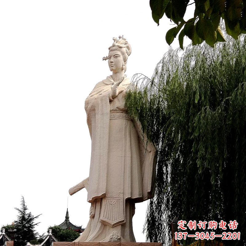 许昌虞姬砂岩石雕-景区园林古代人物著名美女雕像