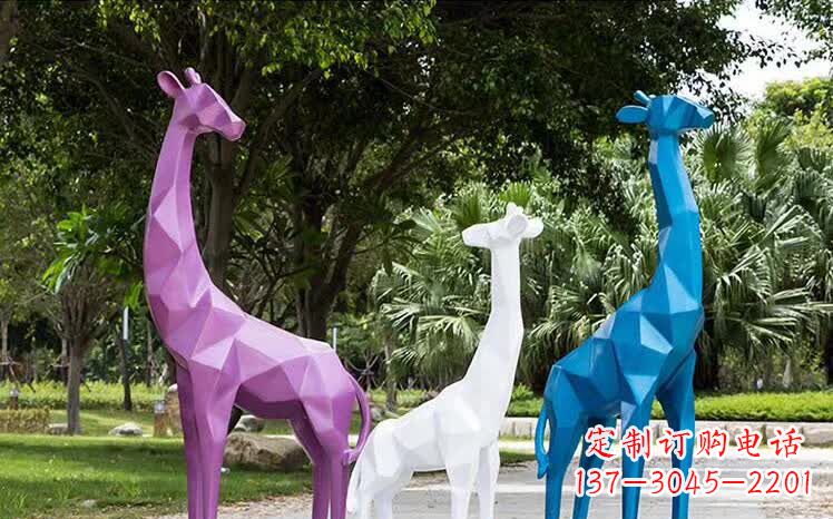 许昌园林不锈钢动物长颈鹿雕塑