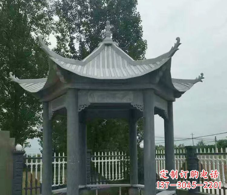 许昌园林仿古石凉亭景观石雕 (2)