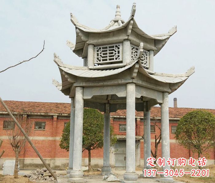 许昌园林仿古双层石雕凉亭 (2)