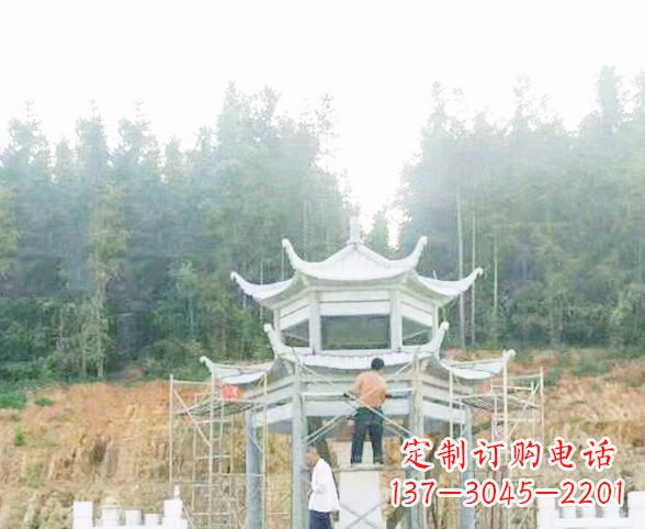 许昌园林仿古双层石凉亭景观石雕 (2)