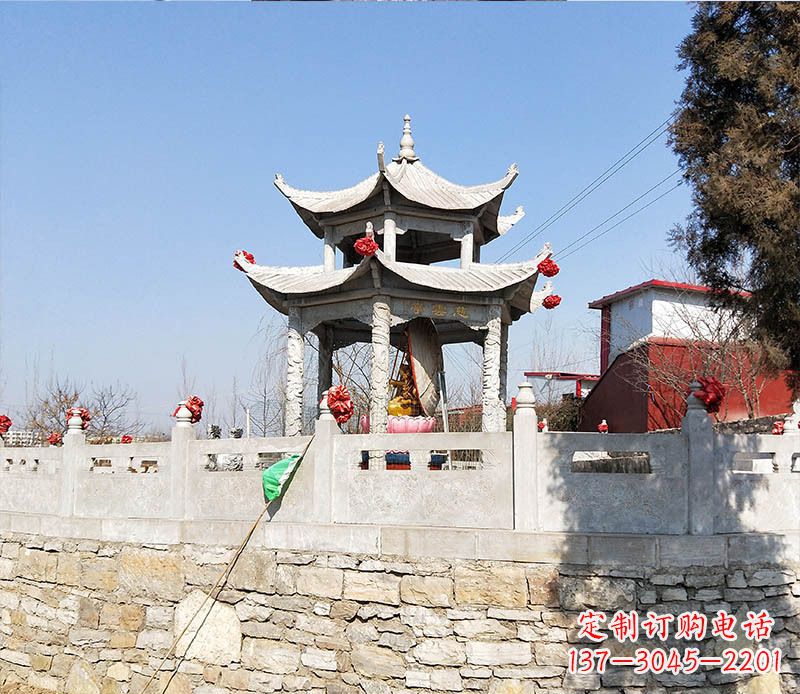 许昌园林仿古双层石凉亭景观石雕 (3)