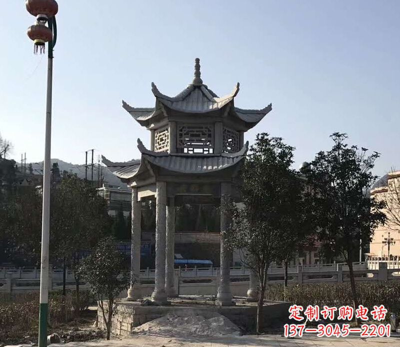 许昌园林仿古双层石凉亭景观石雕 (4)