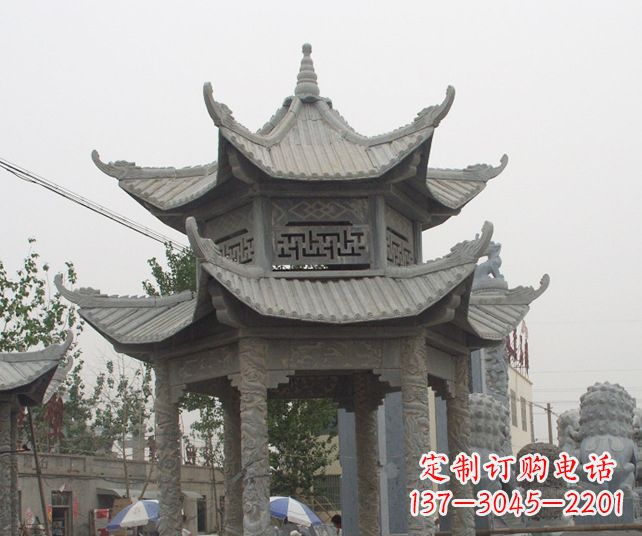 许昌园林景观仿古石雕凉亭 (2)