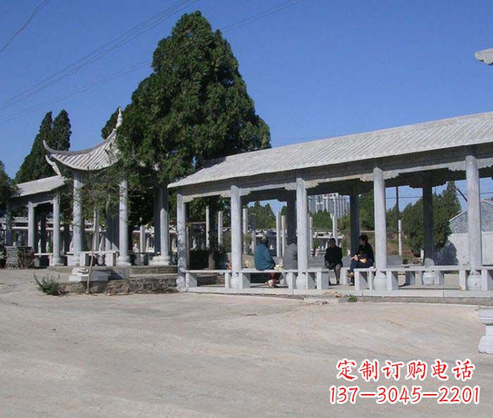 许昌园林景观仿古石雕长廊凉亭 (2)