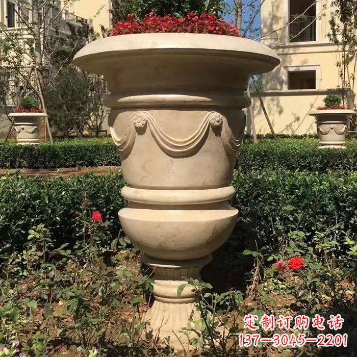 许昌园林砂岩石雕花盆