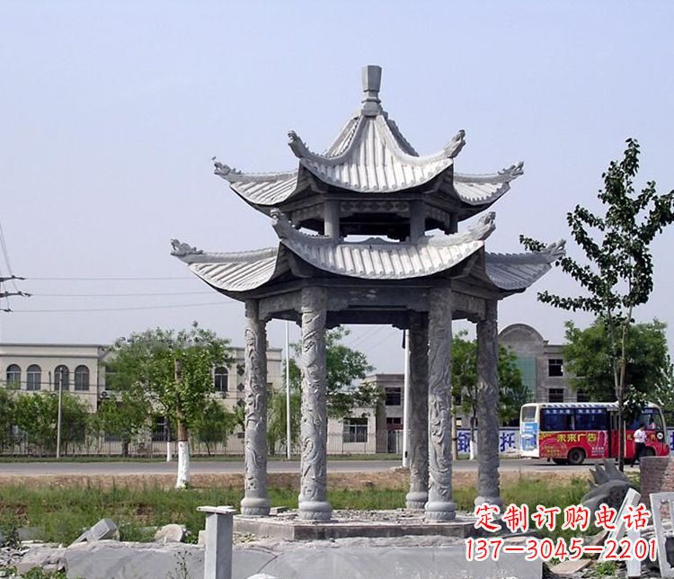 许昌园林双层仿古凉亭石雕
