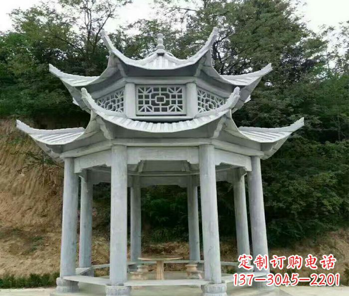 许昌园林双层凉亭石雕 (2)