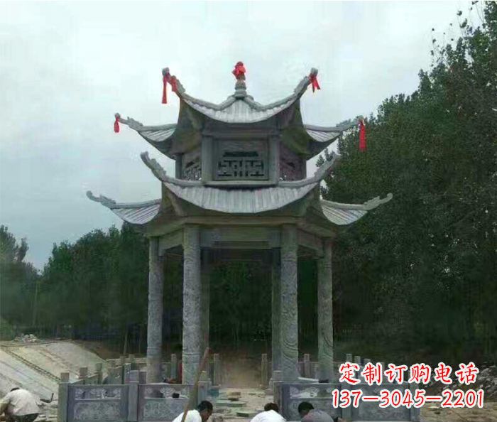 许昌园林双层凉亭石雕 (3)