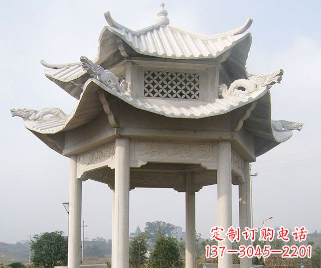 许昌园林双层镂空石凉亭景观石雕