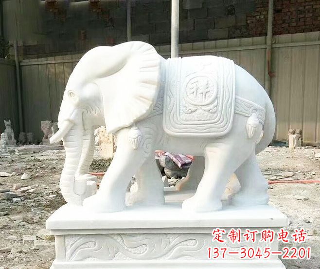 许昌招财动物汉白玉大象石雕 (3)