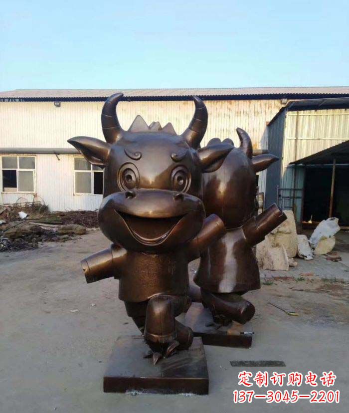 许昌招财牛玻璃钢仿铜动物雕塑