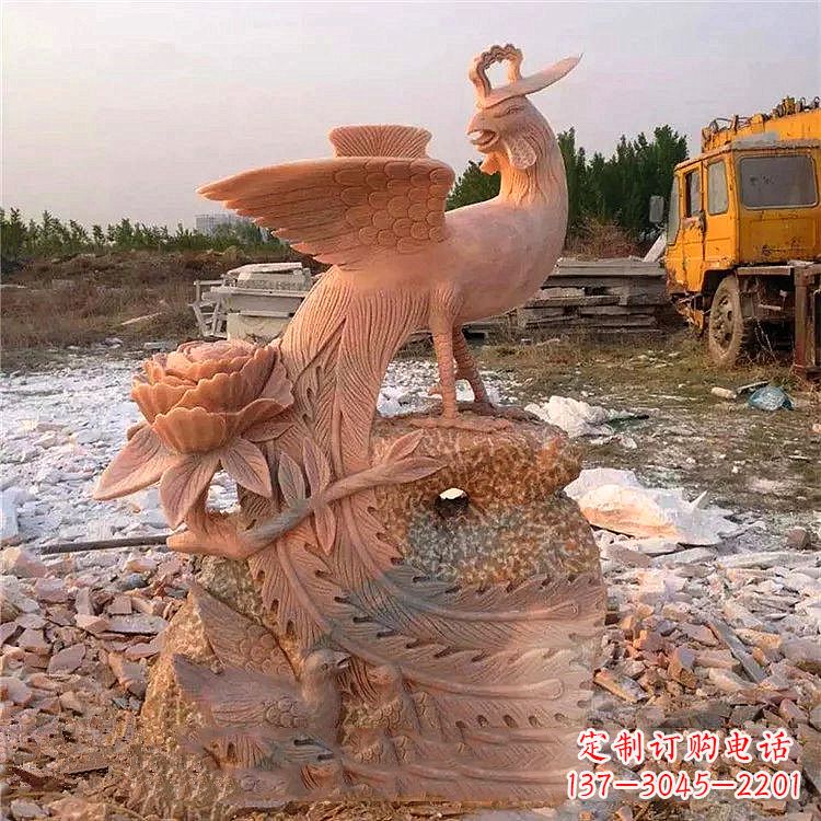 许昌中国古代传说中的瑞鸟凤凰牡丹石雕